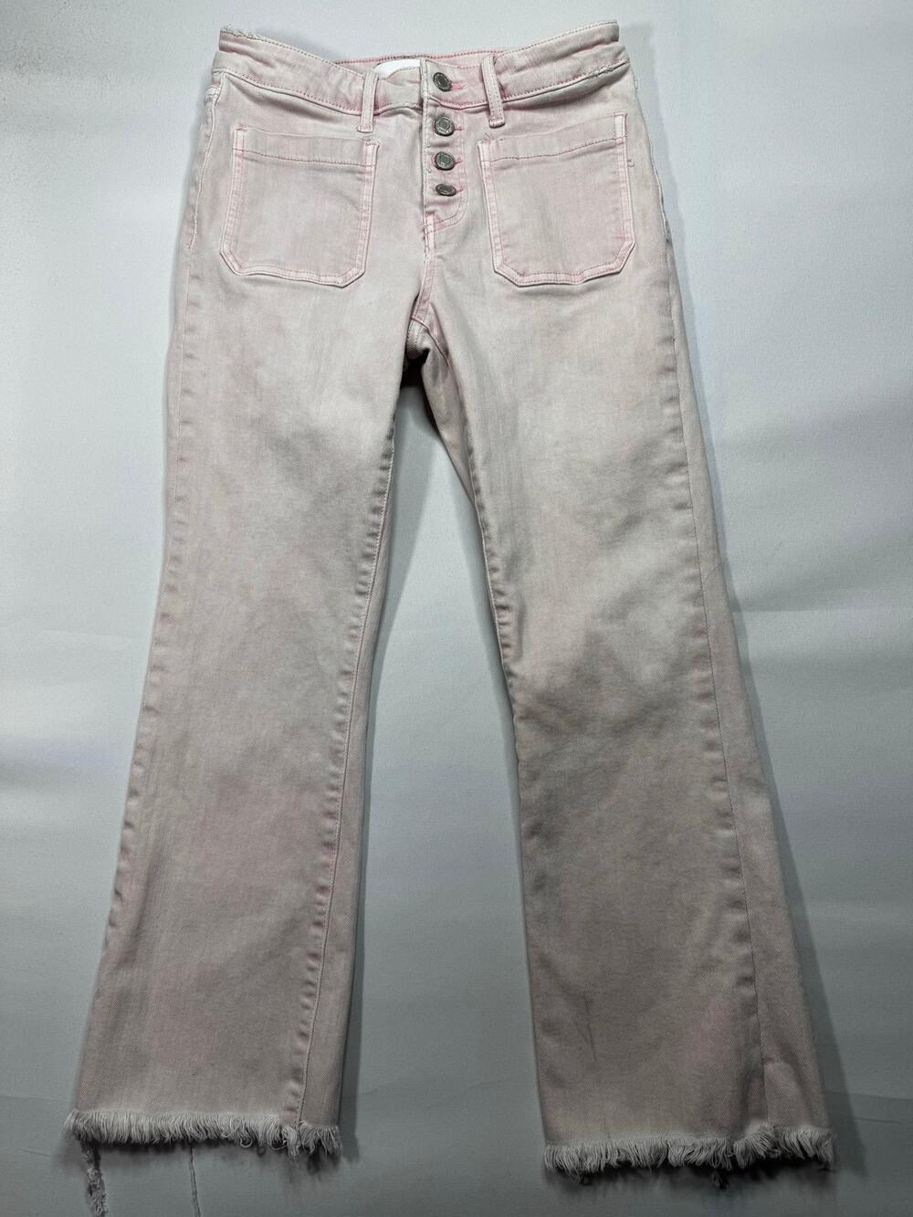 Vervet Women's Cropped Boot Raw Hem Pink Denim Jeans - Size 27x25 *READ*